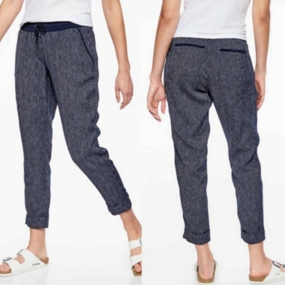 Athleta Stripe Bali Linen cuffed ankle pants, size 2 - Picture 2 of 13